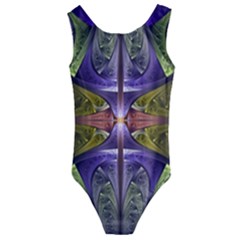 Fractal Blue Tin Pattern Texture Kids  Cut-out Back One Piece Swimsuit by Wegoenart