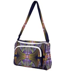 Fractal Blue Tin Pattern Texture Front Pocket Crossbody Bag