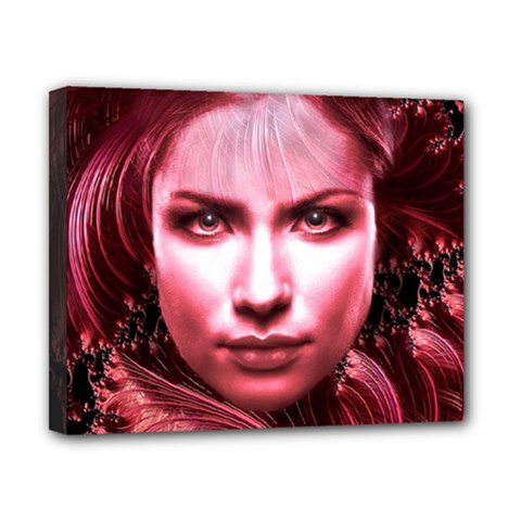 Portrait Woman Red Face Pretty Canvas 10  X 8  (stretched) by Wegoenart