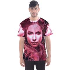 Portrait Woman Red Face Pretty Men s Sports Mesh Tee