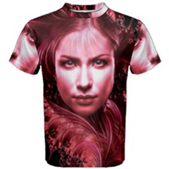 Portrait Woman Red Face Pretty Men s Cotton Tee by Wegoenart