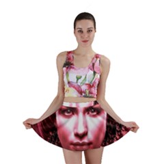 Portrait Woman Red Face Pretty Mini Skirt by Wegoenart