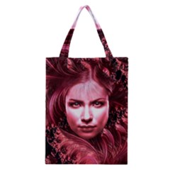 Portrait Woman Red Face Pretty Classic Tote Bag by Wegoenart