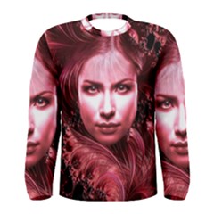 Portrait Woman Red Face Pretty Men s Long Sleeve Tee by Wegoenart