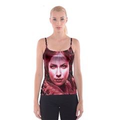 Portrait Woman Red Face Pretty Spaghetti Strap Top by Wegoenart