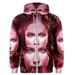 Portrait Woman Red Face Pretty Men s Zipper Hoodie by Wegoenart