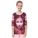 Portrait Woman Red Face Pretty Kids  Quarter Sleeve Raglan Tee View1