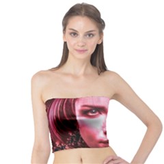 Portrait Woman Red Face Pretty Tube Top by Wegoenart