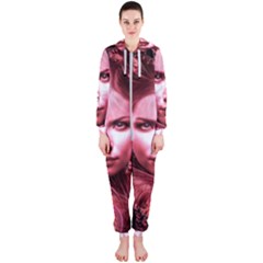 Portrait Woman Red Face Pretty Hooded Jumpsuit (ladies)  by Wegoenart