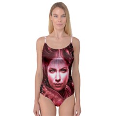 Portrait Woman Red Face Pretty Camisole Leotard  by Wegoenart