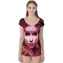 Portrait Woman Red Face Pretty Boyleg Leotard  by Wegoenart