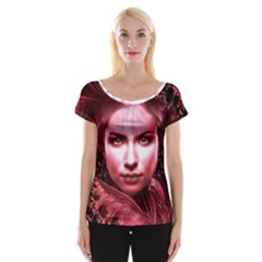 Portrait Woman Red Face Pretty Cap Sleeve Top by Wegoenart