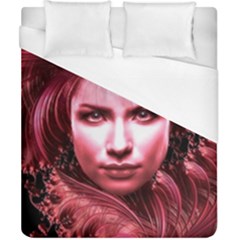 Portrait Woman Red Face Pretty Duvet Cover (california King Size) by Wegoenart