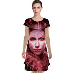 Portrait Woman Red Face Pretty Cap Sleeve Nightdress by Wegoenart