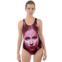 Portrait Woman Red Face Pretty Cut-Out Back One Piece Swimsuit View1