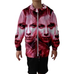 Portrait Woman Red Face Pretty Hooded Windbreaker (kids) by Wegoenart