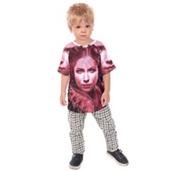 Portrait Woman Red Face Pretty Kids  Raglan Tee