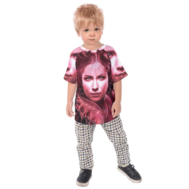 Portrait Woman Red Face Pretty Kids  Raglan Tee