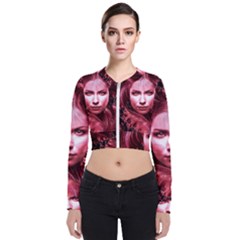 Portrait Woman Red Face Pretty Zip Up Bomber Jacket by Wegoenart