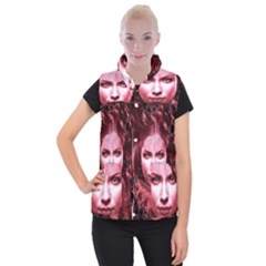 Portrait Woman Red Face Pretty Women s Button Up Vest by Wegoenart