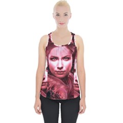 Portrait Woman Red Face Pretty Piece Up Tank Top by Wegoenart