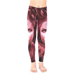 Portrait Woman Red Face Pretty Kids  Legging by Wegoenart