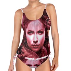 Portrait Woman Red Face Pretty Tankini Set by Wegoenart