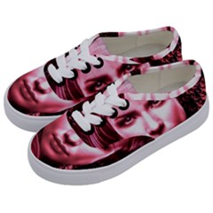 Portrait Woman Red Face Pretty Kids  Classic Low Top Sneakers by Wegoenart