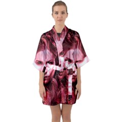 Portrait Woman Red Face Pretty Quarter Sleeve Kimono Robe by Wegoenart