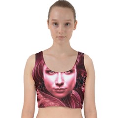 Portrait Woman Red Face Pretty Velvet Racer Back Crop Top by Wegoenart