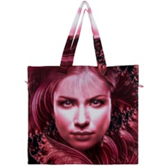 Portrait Woman Red Face Pretty Canvas Travel Bag by Wegoenart