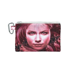 Portrait Woman Red Face Pretty Canvas Cosmetic Bag (small) by Wegoenart