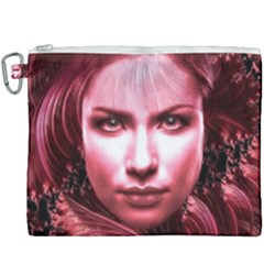 Portrait Woman Red Face Pretty Canvas Cosmetic Bag (xxxl) by Wegoenart