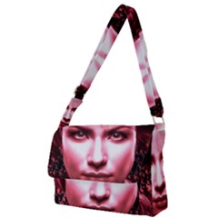 Portrait Woman Red Face Pretty Full Print Messenger Bag by Wegoenart