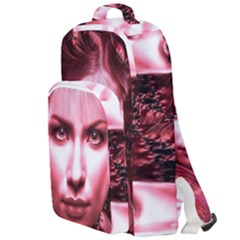 Portrait Woman Red Face Pretty Double Compartment Backpack