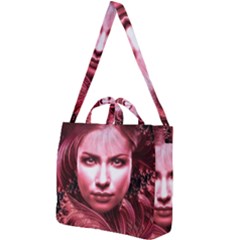 Portrait Woman Red Face Pretty Square Shoulder Tote Bag by Wegoenart