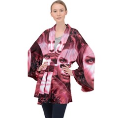 Portrait Woman Red Face Pretty Velvet Kimono Robe by Wegoenart