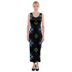 Background Abstract Vector Fractal Fitted Maxi Dress