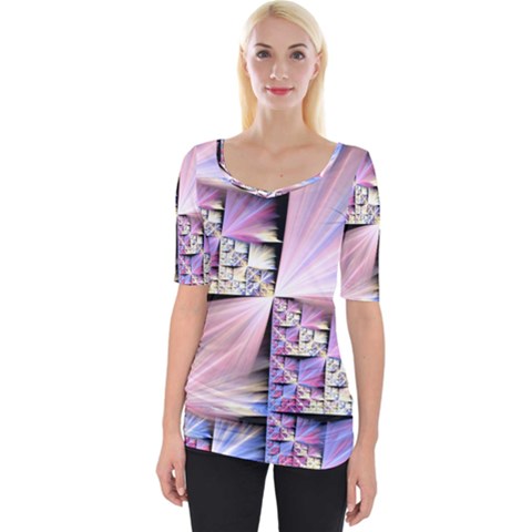 Fractal Art Artwork Digital Art Wide Neckline Tee by Wegoenart