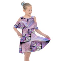 Fractal Art Artwork Digital Art Kids  Shoulder Cutout Chiffon Dress