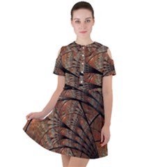 Fractals Artistic Digital Design Short Sleeve Shoulder Cut Out Dress 