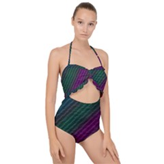 Background Texture Pattern Scallop Top Cut Out Swimsuit