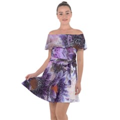 Flower Digital Art Artwork Abstract Off Shoulder Velour Dress