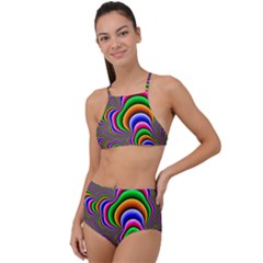 Fractal Background Pattern Color High Waist Tankini Set