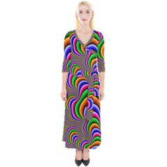 Fractal Background Pattern Color Quarter Sleeve Wrap Maxi Dress by Wegoenart