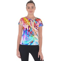 Background Drips Fluid Colorful Short Sleeve Sports Top  by Wegoenart