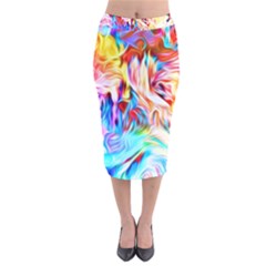 Background Drips Fluid Colorful Velvet Midi Pencil Skirt by Wegoenart