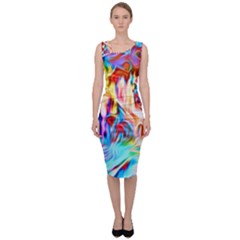 Background Drips Fluid Colorful Sleeveless Pencil Dress by Wegoenart