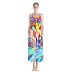 Background Drips Fluid Colorful Button Up Chiffon Maxi Dress by Wegoenart