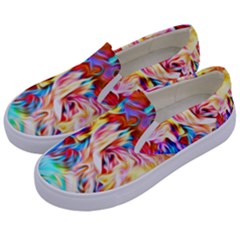 Background Drips Fluid Colorful Kids  Canvas Slip Ons by Wegoenart